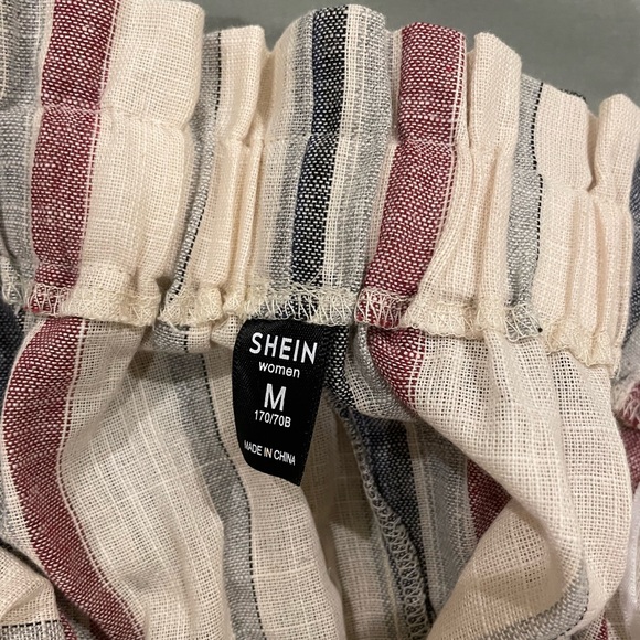 Striped Paperbag Waist Belted Shorts - Picture 2 of 2